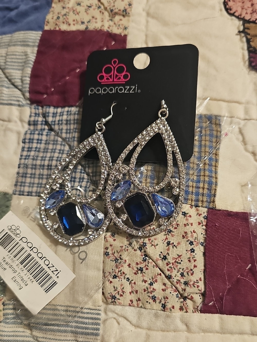 Paparazzi Silver-Tone Deep Blue & Light Blue Teardrop Earrings